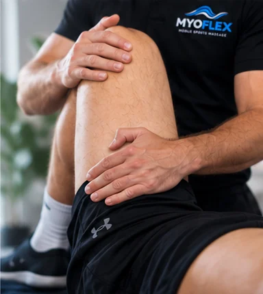 Targeted sports massage treatment on the leg